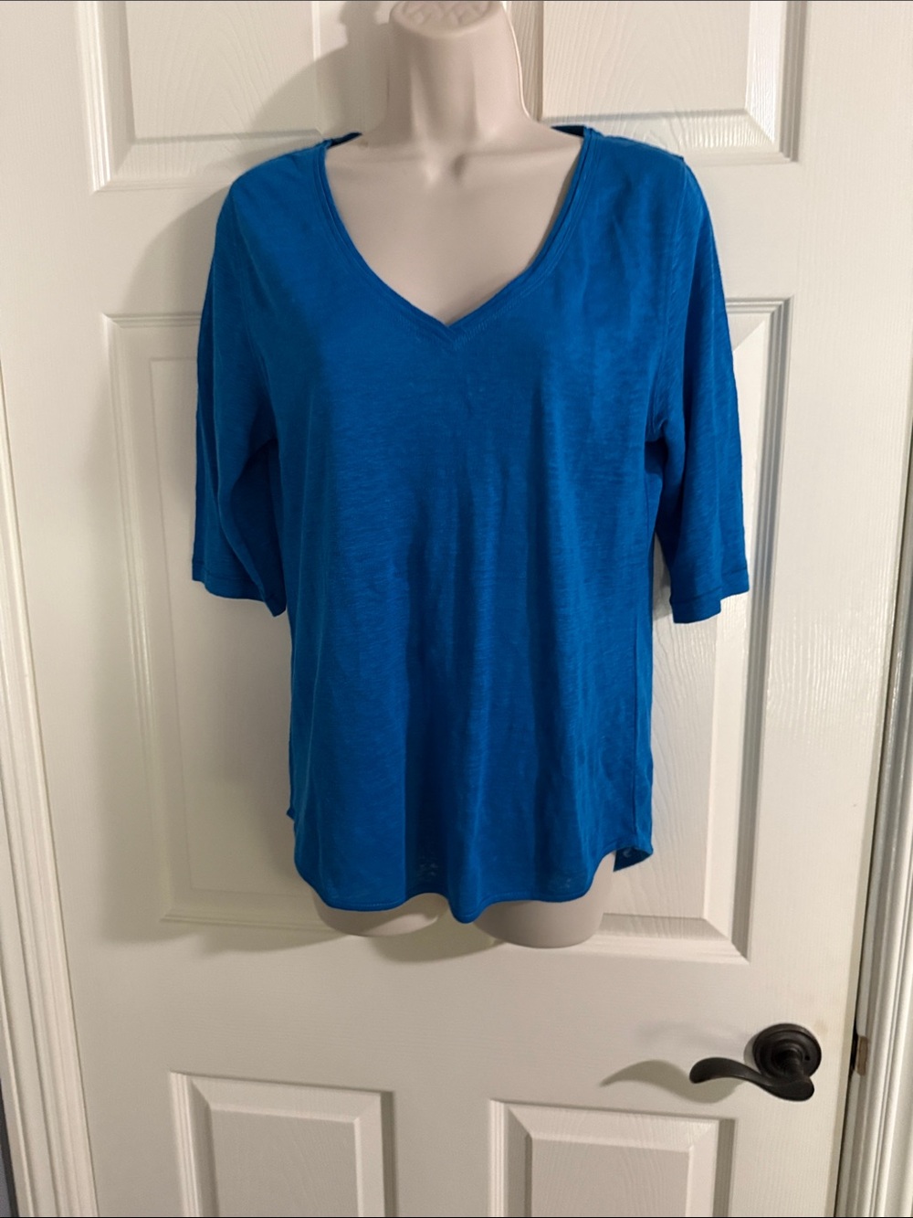 Wrap London Bright Blue V-Neck Short Sleeve Tee